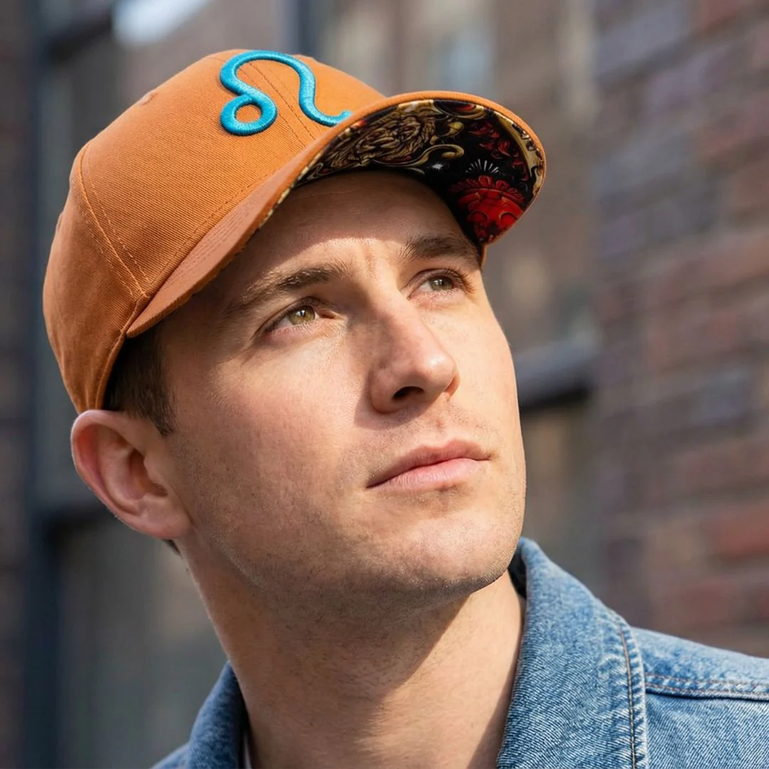 Zodiac Leo Curved Baseball Cap - Rust Brown/Orange - Image 7