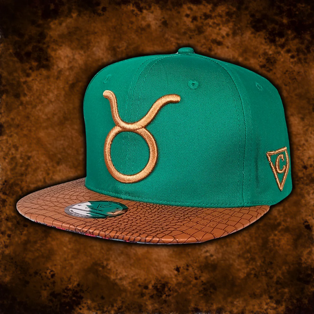 Horoscope Taurus Snapback - Green/Brown Faux Leather - Image 10