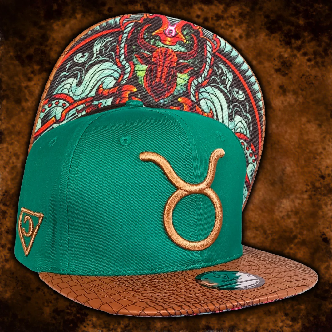Horoscope Taurus Snapback - Green/Brown Faux Leather - Image 12